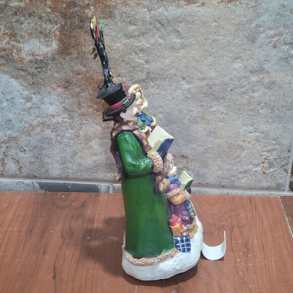 Christmas Caroling Resin Figurine Light Post Stocking Holder - Picture 6 of 11